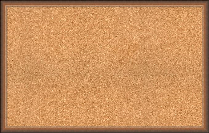 Amanti Art Natural Cork Board for Wall, 28x44 Vision Board with Bronze Frame, Oversize Corkboard Office Decor for Home Organization, Modern Corkboard Pinboard to Display Items for Home Organization-DeskLoop Office