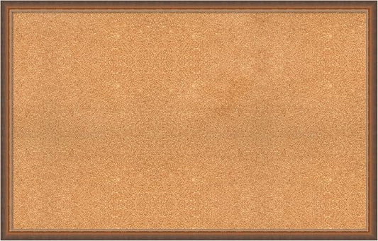 Amanti Art Natural Cork Board for Wall, 28x44 Vision Board with Bronze Frame, Oversize Corkboard Office Decor for Home Organization, Modern Corkboard Pinboard to Display Items for Home Organization-DeskLoop Office