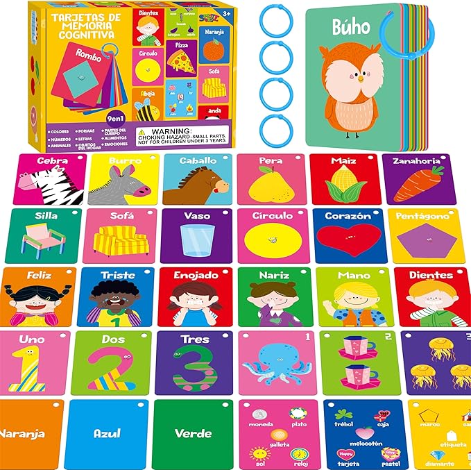 110 PCS Early Learning Flashcards, Double-Sided Spanish Cards- Alphabet by SpriteGru