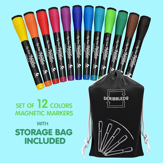 Scribbledo Magnetic Dry Erase Markers Fine Tip, Low-Odor Whiteboard Markers - Image 5