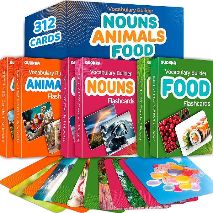 QUOKKA 312 Noun Flash Cards Set – Kids and Adults Vocabulary Builder by QUOKKA