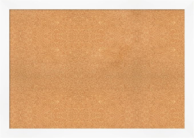Amanti Art Natural Cork Board for Wall, 29x41 Vision Board with White Frame, Large Corkboard Office Decor for Home Organization, Modern Corkboard Pinboard to Display Items for Home Organization in-DeskLoop Office