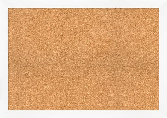 Amanti Art Natural Cork Board for Wall, 29x41 Vision Board with White Frame, Large Corkboard Office Decor for Home Organization, Modern Corkboard Pinboard to Display Items for Home Organization in-DeskLoop Office
