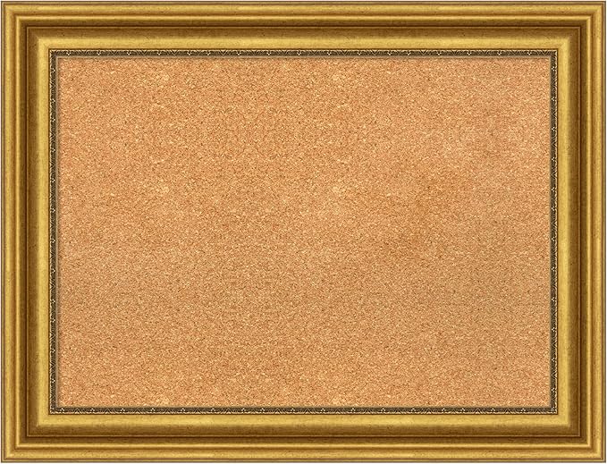 Amanti Art Natural Cork Board for Wall, 26x34 Vision Board with Gold Frame, Medium Corkboard Office Decor for Home Organization, Traditional Corkboard Pinboard to display items for home organization-DeskLoop Office