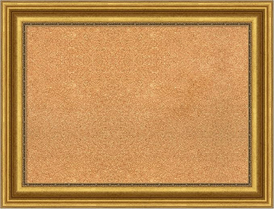 Amanti Art Natural Cork Board for Wall, 26x34 Vision Board with Gold Frame, Medium Corkboard Office Decor for Home Organization, Traditional Corkboard Pinboard to display items for home organization-DeskLoop Office