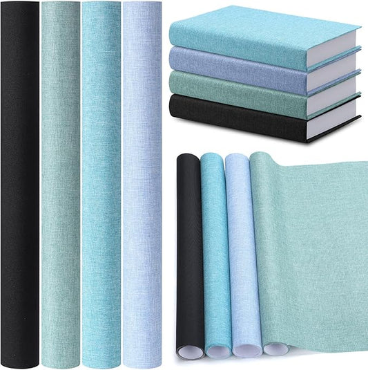 4 Pcs Book Cloth Bookcover Fabric Surface with Paper Backed Binding Cloth Fabric Book Cover for Scrapbooking Album DIY Craft Supplies Home, 4 Colors(Cool Color,14 x 10 Inches)-DeskLoop Office