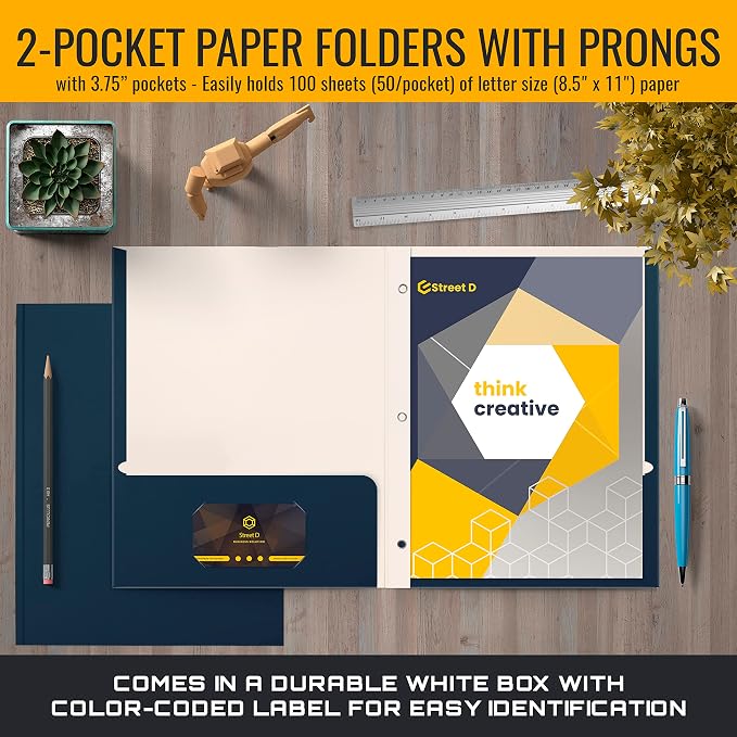 Better Office Products Navy Blue Paper 2 Pocket Folders - Image 2