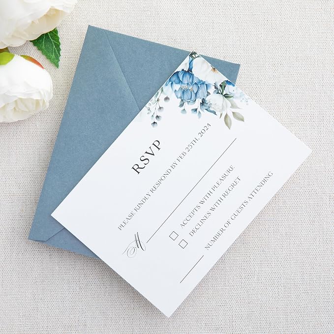 PONATIA 50 Pack A1 Envelopes, 3.63 x 5.2'' Dusty Blue Envelopes Perfect - Image 4