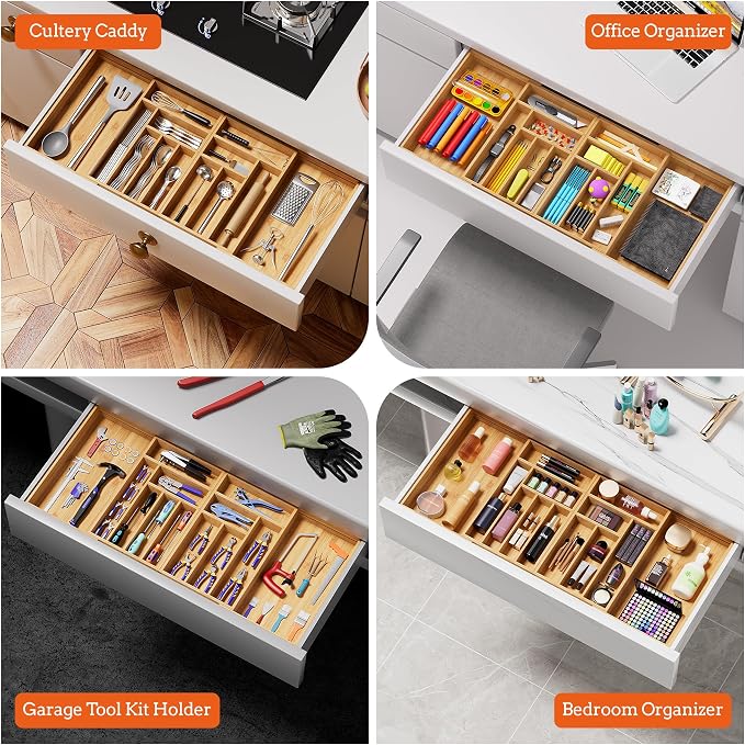 Silverware Organizer Large, Magnetic Connected Expandable 13 Slots Silverware - Image 8