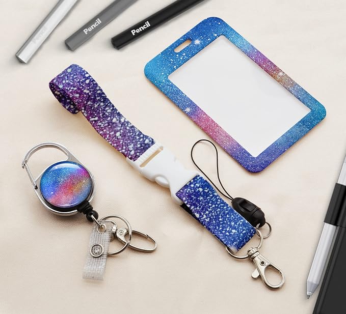 ID Badge Holder with Lanyard, Retractable ID Badge Card Holders Detachable Neck - Image 2