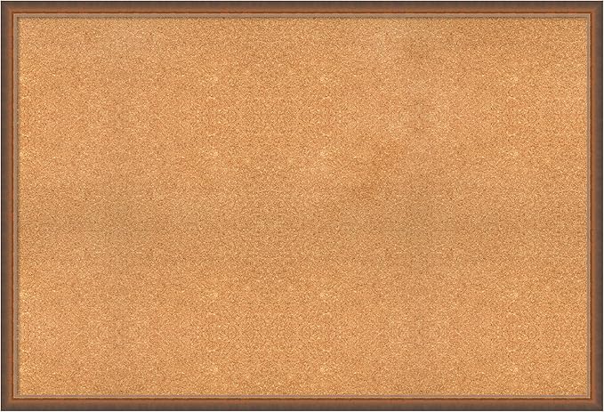 Amanti Art Natural Cork Board for Wall, 34x50 Vision Board with Bronze Frame, Oversize Corkboard Office Decor for Home Organization, Modern Corkboard Pinboard to Display Items for Home Organization-DeskLoop Office