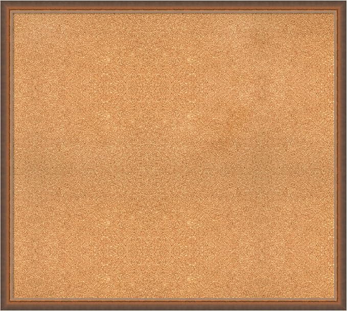 Amanti Art Natural Cork Board for Wall, 34x38 Vision Board with Bronze Frame, X-Large Corkboard Office Decor for Home Organization, Modern Corkboard Pinboard to Display Items for Home Organization in-DeskLoop Office