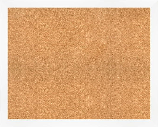 Amanti Art Natural Cork Board for Wall, 33x41 Vision Board with White Frame, X-Large Corkboard Office Decor for Home Organization, Modern Corkboard Pinboard to Display Items for Home Organization in-DeskLoop Office