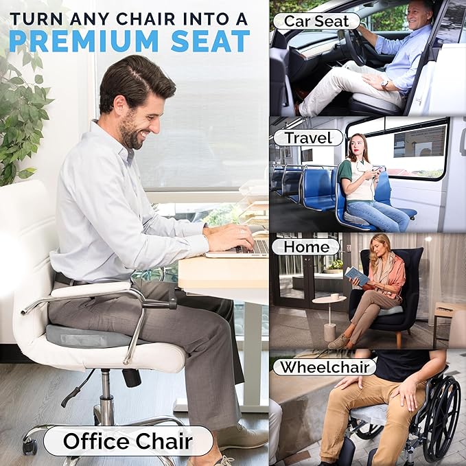 ComfiLife Gel Enhanced Seat Cushion – Office Chair Cushion – Non-Slip Gel & Memory Foam Coccyx Cushion for Tailbone Pain - Desk Chair Car Seat Cushions Driving - Sciatica & Back Pain Relief (Gray)-DeskLoop Office