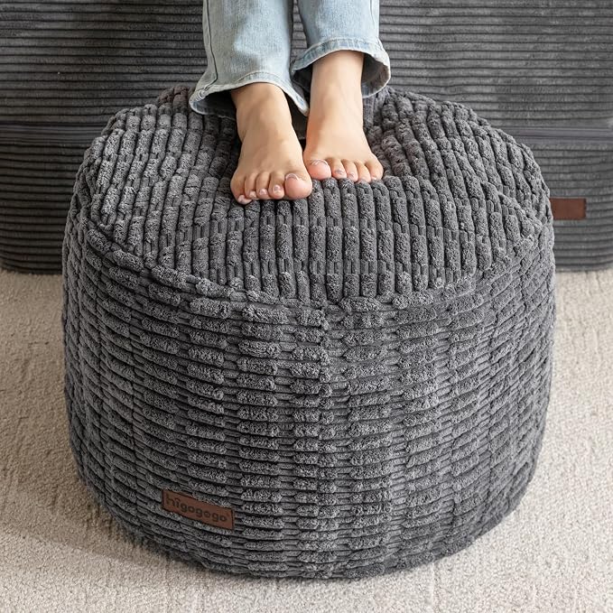 HIGOGOGO Pouf Ottoman Stuffed Round Modern Foam Filled Foot Rest Poufs by HIGOGOGO