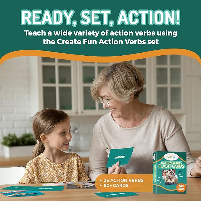 50 Action Verbs Flash Cards - Image 2