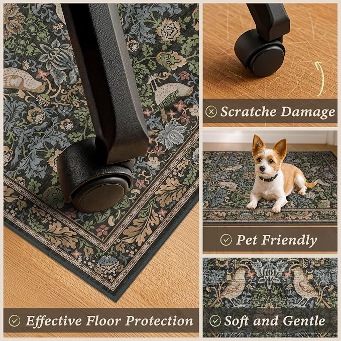 Washable 4x5 Boho Office Chair Mat - Image 4