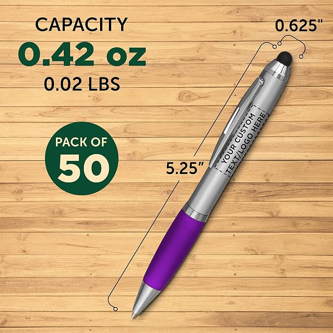 DISCOUNT PROMOS Custom Stylus Ballpoint Pens Set of 50, Personalized Bulk Pack - Image 5