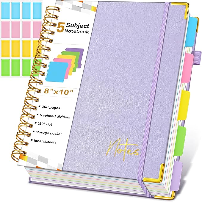 Spiral Notebook Journal with Removable Dividers Tabs, 300 Pages Hardcover by Unknown