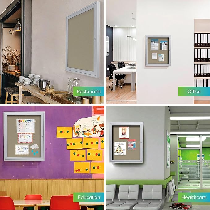 Ghent 24"x18" 1-Door Outdoor Enclosed Vinyl Bulletin Board, Shatter Resistant, with Lock, Satin Aluminum Frame - Caramel (PA12418VX-181), Made in the USA-DeskLoop Office