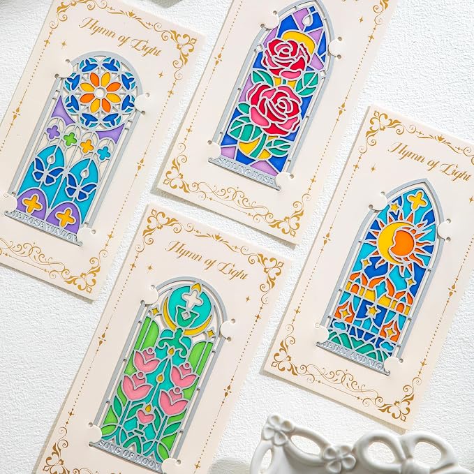 4 Pcs Stained Glass Window Metal Bookmark, Elegant Religious Christian Book - Image 2