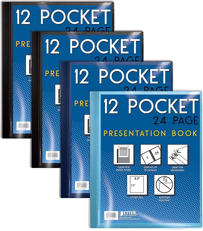 Better Office Products 12 Pocket Bound Presentation Book, 24 Sheet Protector by BetterOfficeProducts
