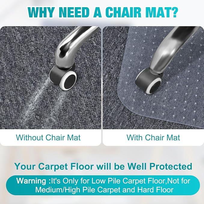 Office Chair Mat for Carpets, Non-Slip Computer Desk Chair Mat for Low Pile - Image 2