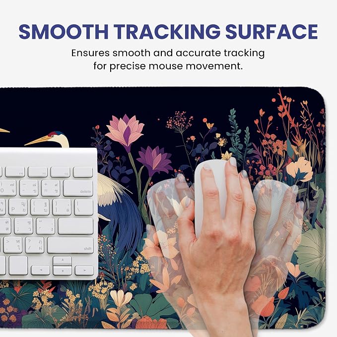 Aesthetic Desk Mat, Cute Midnight Cranes Desk Pad Protector - Image 4