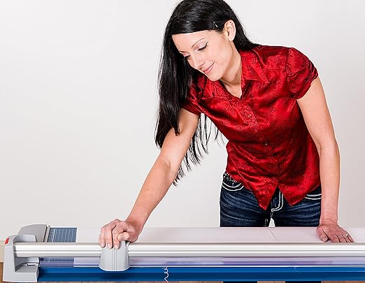 Dahle 446s Premium Rotary Trimmer w/Stand, 36" Cut Length, 25 Sheet Capacity, Self-Sharpening, Automatic Clamp, German Engineered Paper Cutter-DeskLoop Office