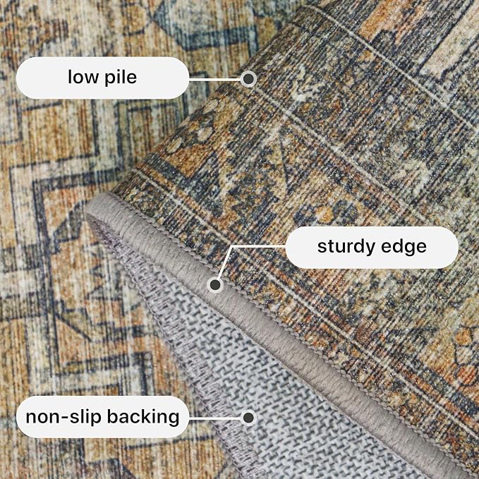 GENIMO 3x5 Area Rugs for Living Room, Machine Washable Non Slip Vintage Rugs - Image 6