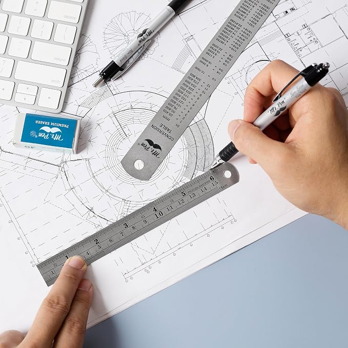 Mr. Pen- Metal Straight Edge Ruler, 2 Pack, Rose Gold | Stainless Steel Ruler - Image 5