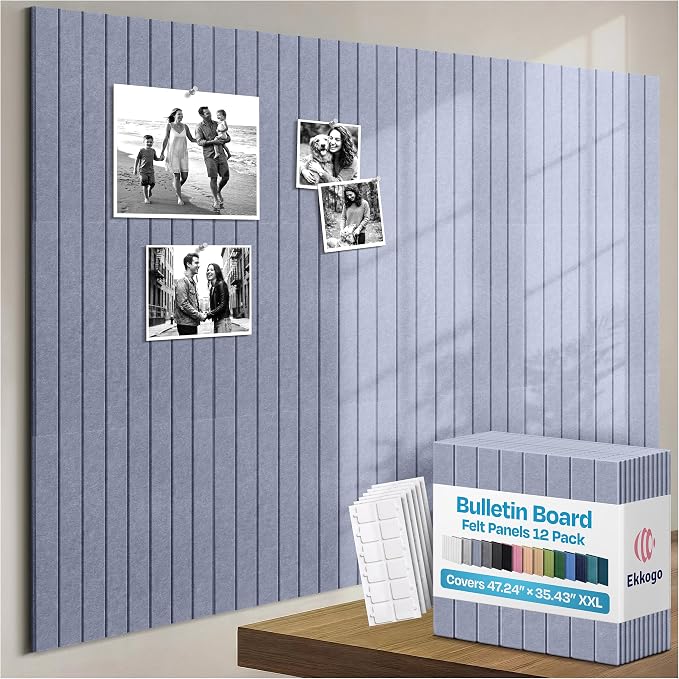 X-Large Cork Board Alternative 12-Pack Felt Bulletin Board Thick and Decorative by EkkogoAcousticPanels
