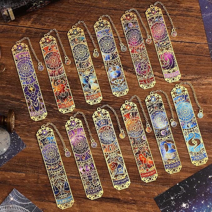 12 PCS Zodiac Theme Metal Bookmark by emmoolife