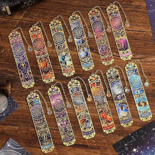 12 PCS Zodiac Theme Metal Bookmark by emmoolife