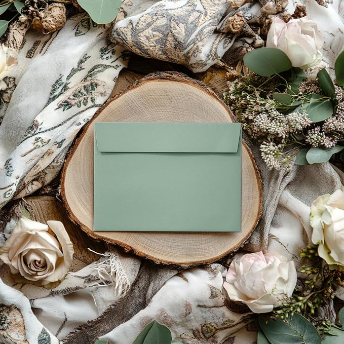 Slapaflife 50 Packs 5x7 Envelopes, Sage Green 5x7 Envelopes - Image 2