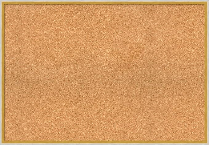 Amanti Art Natural Cork Board for Wall, 27x39 Vision Board with White Frame, Large Corkboard Office Decor for Home Organization, Modern Corkboard Pinboard to Display Items for Home Organization in-DeskLoop Office