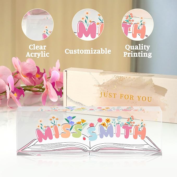 Teacher Name Plate for Desk, Desk Name Plate Personalized Acrylic Office Desk - Image 4