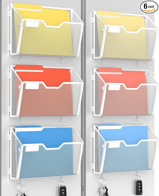 Docnest 6 Pack Magnetic Wall Mounted File Holders, Mesh Letter Organizer by DocNest
