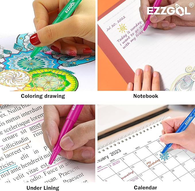 Ezzgol 30 Colors Felt Tip Pens, 30 Pack, 0.7mm Premium Medium Fine Point - Image 7