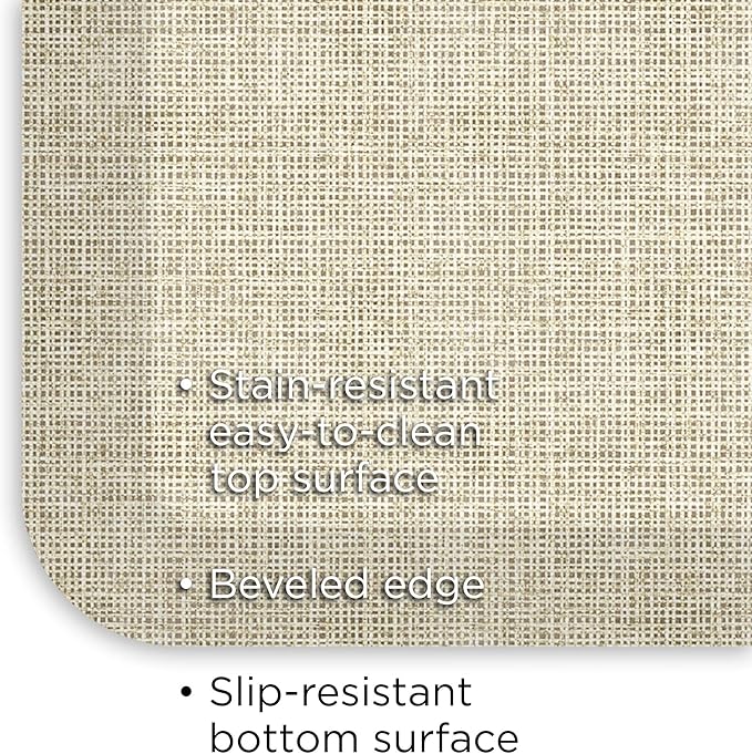 GelPro Decorative Foam Floor Mat, 30" x 108", Tweed Antique White-DeskLoop Office