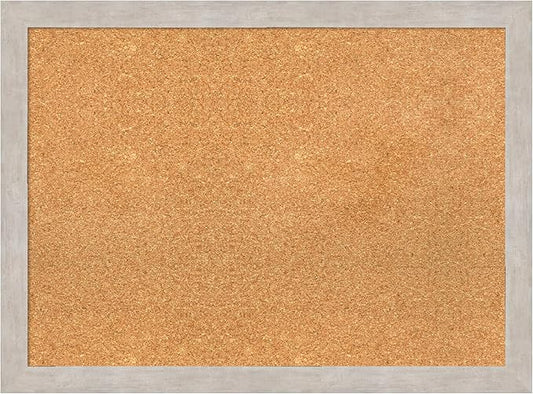 Amanti Art Natural Cork Board for Wall, 23x31 Vision Board with Silver Wood Frame, Medium Corkboard Office Decor for Home Organization, Casual Corkboard Pinboard to display items for home organization-DeskLoop Office