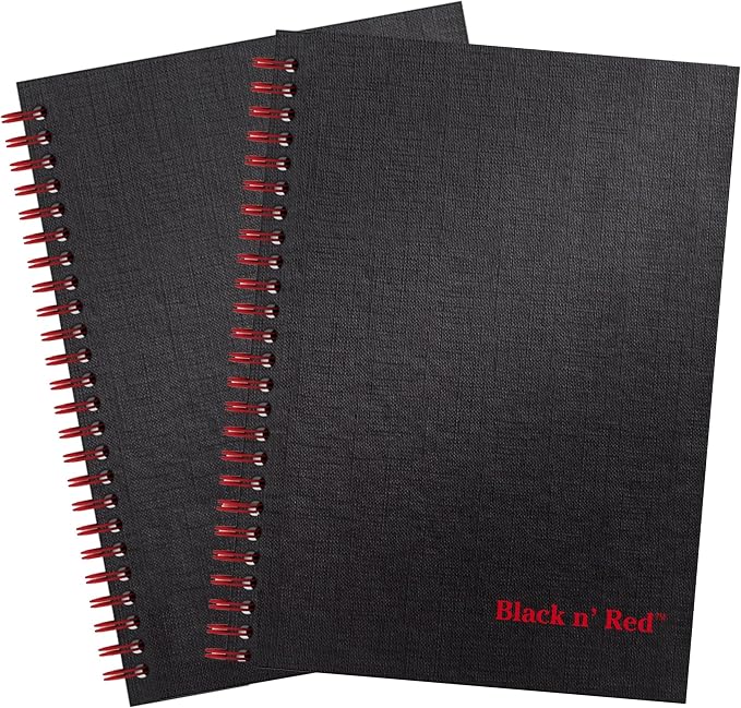 Black n' Red Notebooks, Business Journals, 2 Pack, 8-1/4" x 5-1/4", 70 Sheets by BlacknRed