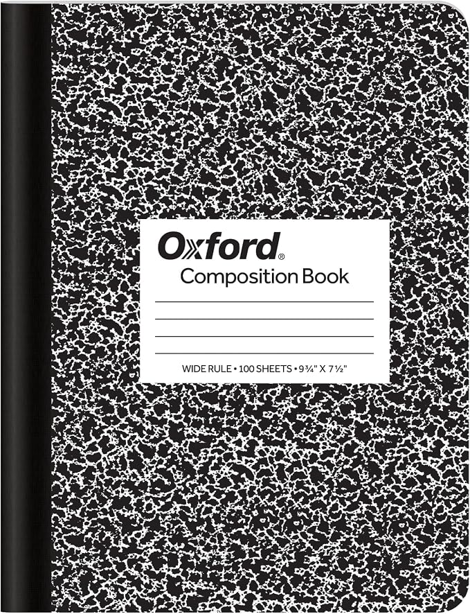 Oxford Marble Composition Book, 9 3/4 X 7 1/2 Inches, Wide Rule, 100 Sheets by Oxford