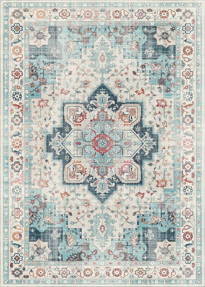 GENIMO 8x10 Area Rugs for Living Room, Machine Washable Non Slip Rugs, Low Pile - Image 5
