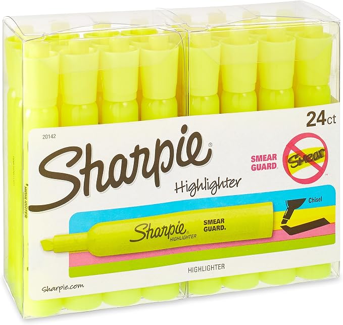 Sharpie Tank Style Highlighters, Chisel Tip, Fluorescent Yellow by Unknown