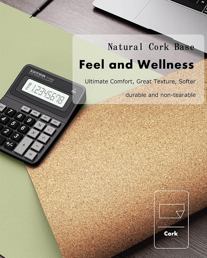 YSAGi Double-Sided Desk Pad, 31.5"x15.7" Leather Desk Mat, Eco Cork Desk Pad - Image 3