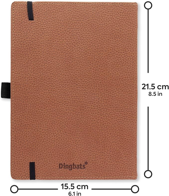 Dingbats* Wildlife Plain Journal Notebook A5 - Vegan Leather Hard Cover, Ideal for Work, Travel - Pocket, Elastic Closure, Bookmark-DeskLoop Office