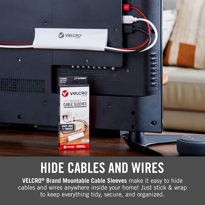 VELCRO Brand Mountable Cable Management Sleeve | Cord Hider Mounts on Walls or - Image 7