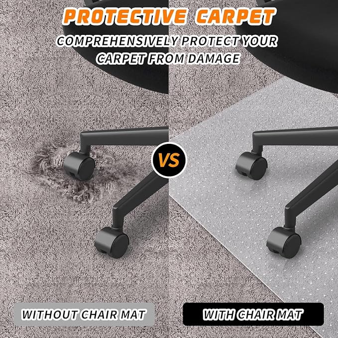 Office Chair Mat for Carpeted Floors, Desk Mats 48"X30" for Rolling Desk on Low - Image 3