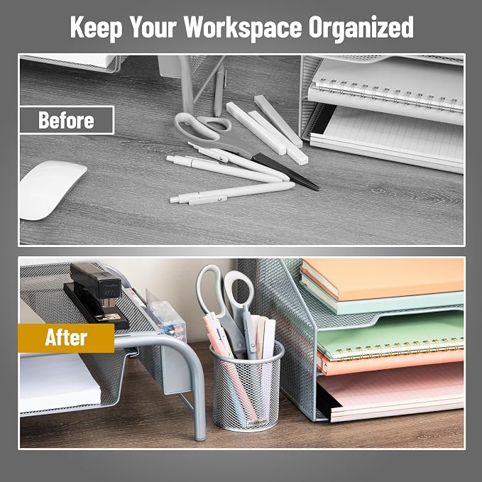 Mind Reader Pen and Accessories Holder, Desktop Organizer, Metal Mesh, 3.5"L x - Image 5